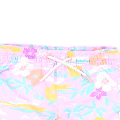Marks and Spencer Boys Purple Floral Polyester Shorts Outfit/Set Size 3-6 Months Drawstring - Swim Shorts