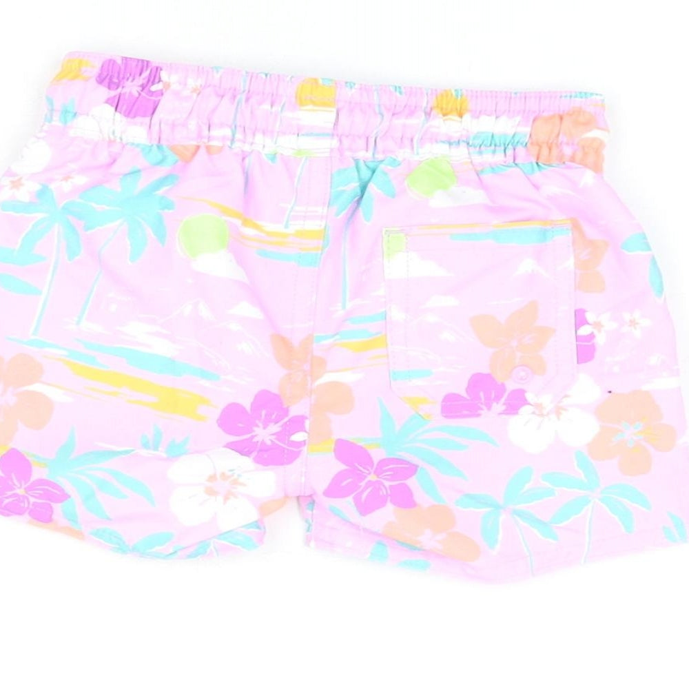 Marks and Spencer Boys Purple Floral Polyester Shorts Outfit/Set Size 3-6 Months Drawstring - Swim Shorts