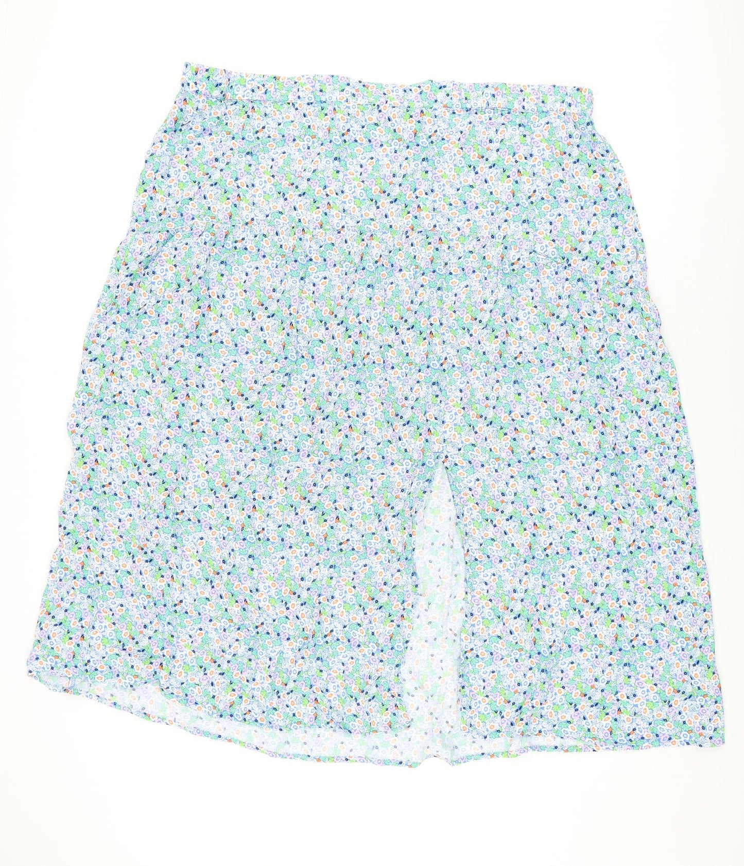 Marks and Spencer Womens Blue Floral Viscose Flare Skirt Size 22