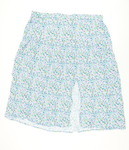 Marks and Spencer Womens Blue Floral Viscose Flare Skirt Size 22