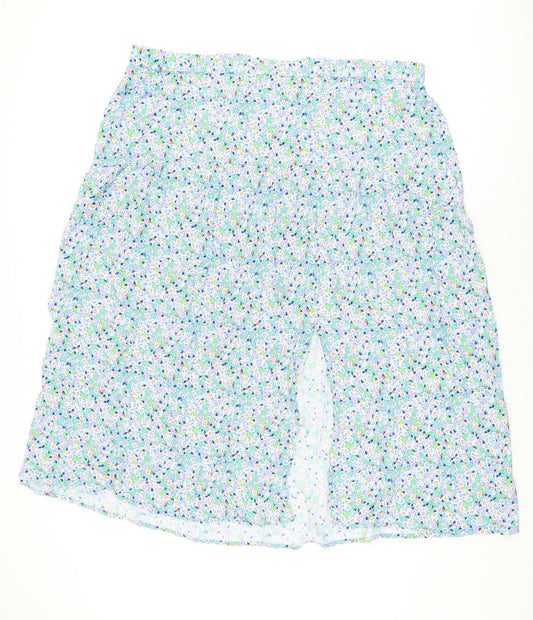 Marks and Spencer Womens Blue Floral Viscose Flare Skirt Size 22