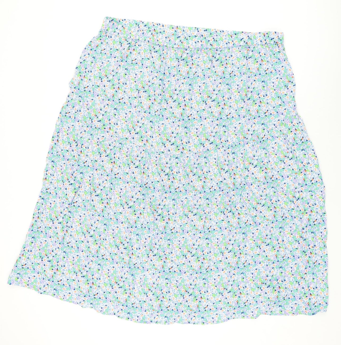 Marks and Spencer Womens Blue Floral Viscose Flare Skirt Size 22