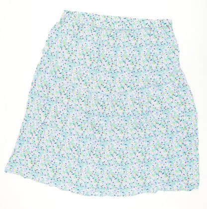 Marks and Spencer Womens Blue Floral Viscose Flare Skirt Size 22
