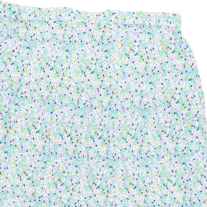 Marks and Spencer Womens Blue Floral Viscose Flare Skirt Size 22