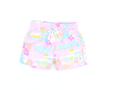 Marks and Spencer Boys Purple Floral Polyester Shorts Outfit/Set Size 0-3 Months Drawstring - Swim Shorts