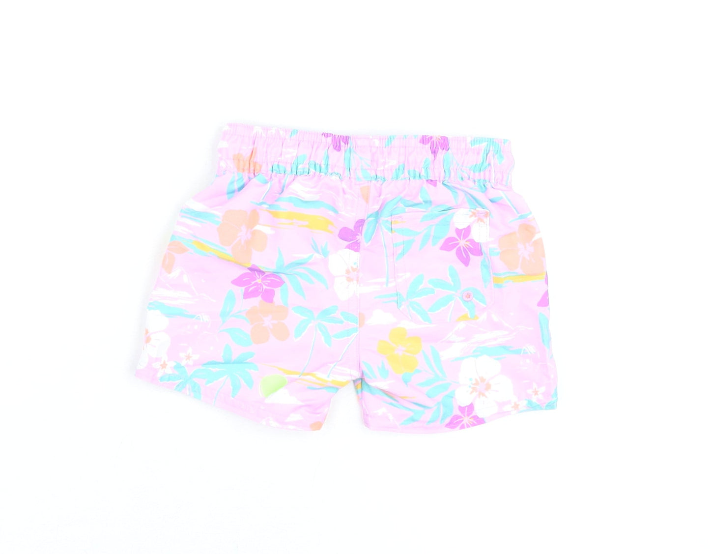 Marks and Spencer Boys Purple Floral Polyester Shorts Outfit/Set Size 0-3 Months Drawstring - Swim Shorts