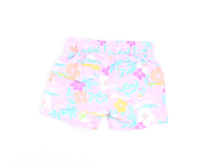 Marks and Spencer Boys Purple Floral Polyester Shorts Outfit/Set Size 0-3 Months Drawstring - Swim Shorts