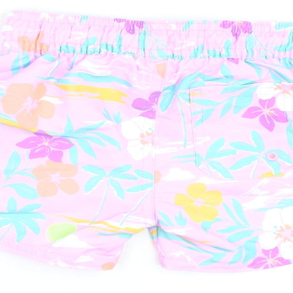 Marks and Spencer Boys Purple Floral Polyester Shorts Outfit/Set Size 0-3 Months Drawstring - Swim Shorts
