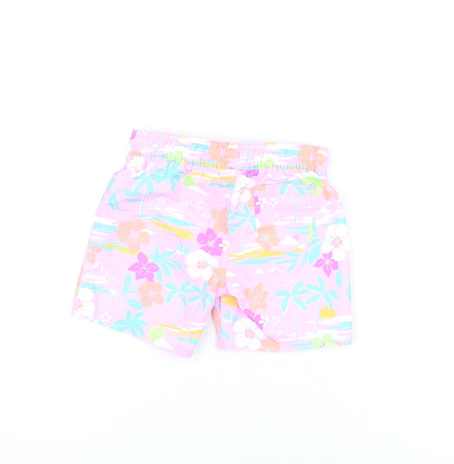 Marks and Spencer Boys Purple Floral Polyester Shorts Outfit/Set Size 18-24 Months Drawstring - Swim Shorts