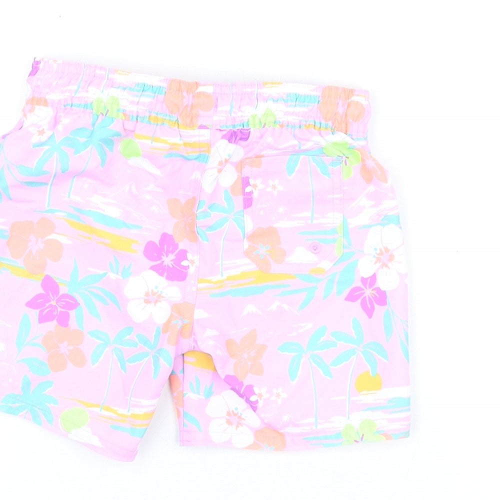 Marks and Spencer Boys Purple Floral Polyester Shorts Outfit/Set Size 18-24 Months Drawstring - Swim Shorts