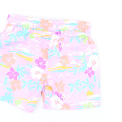 Marks and Spencer Boys Purple Floral Polyester Shorts Outfit/Set Size 18-24 Months Drawstring - Swim Shorts