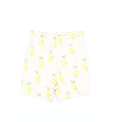 Marks and Spencer Girls Pink Geometric Cotton Shorts Outfit/Set Size 6-9 Months Pullover - Lemon Print