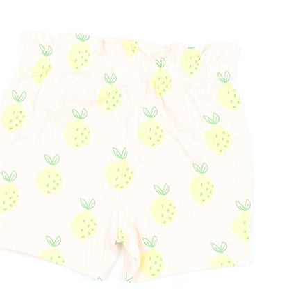 Marks and Spencer Girls Pink Geometric Cotton Shorts Outfit/Set Size 6-9 Months Pullover - Lemon Print