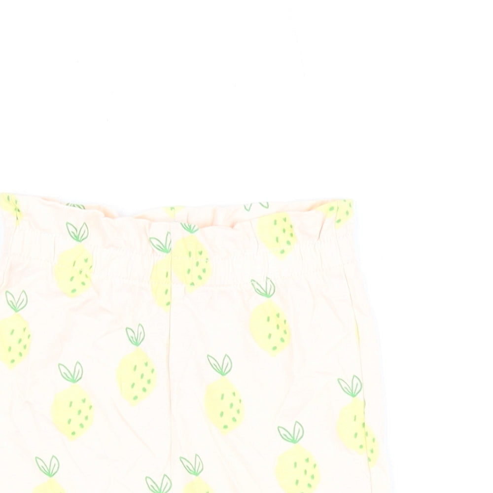 Marks and Spencer Girls Pink Geometric Cotton Shorts Outfit/Set Size 9-12 Months Pullover - Lemon Print