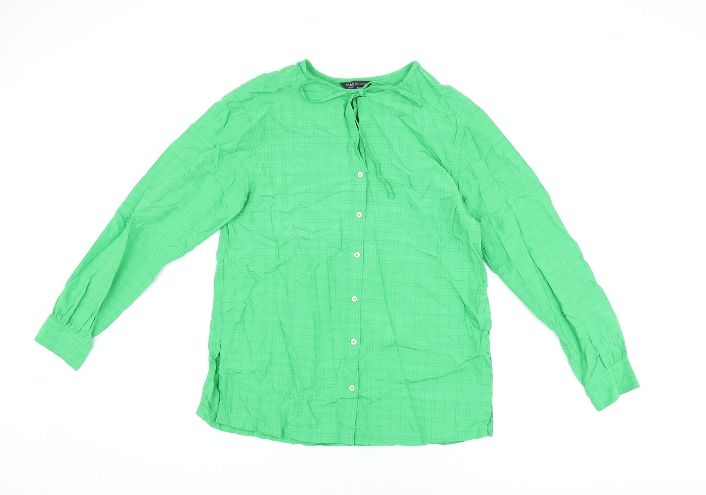 Womens UK Size 8 Marks and Spencer Green Basic Button-Up
