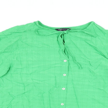 Womens UK Size 8 Marks and Spencer Green Basic Button-Up