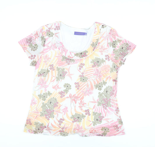 Autonomy Womens Multicoloured Floral Polyester Basic Blouse Size 14 Scoop Neck