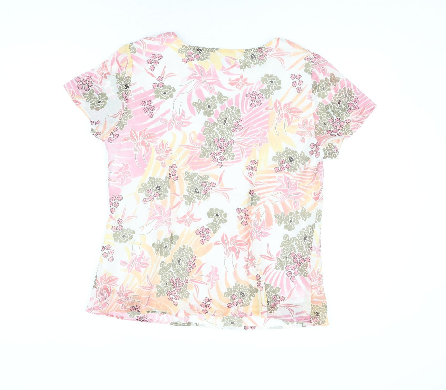 Autonomy Womens Multicoloured Floral Polyester Basic Blouse Size 14 Scoop Neck