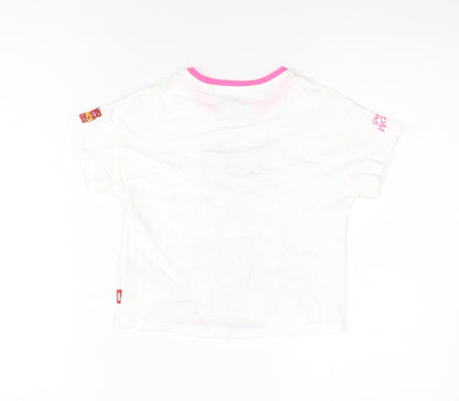 Marks and Spencer Girls White Cotton Basic T-Shirt Size 3-4 Years Round Neck Pullover - Hero Vibes, Marvel