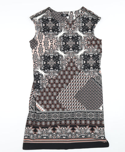 Wallis Womens Multicoloured Geometric Polyester Ball Gown Size M Round Neck Pullover