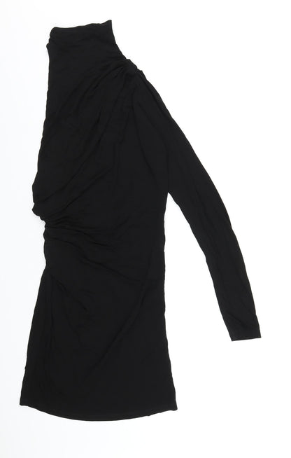 Zara Womens Black Viscose Bodycon Size M Mock Neck Pullover