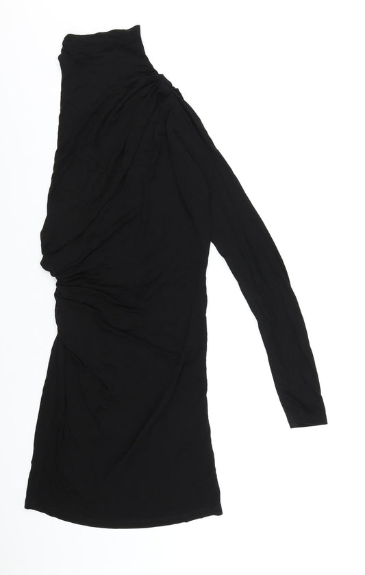 Zara Womens Black Viscose Bodycon Size M Mock Neck Pullover
