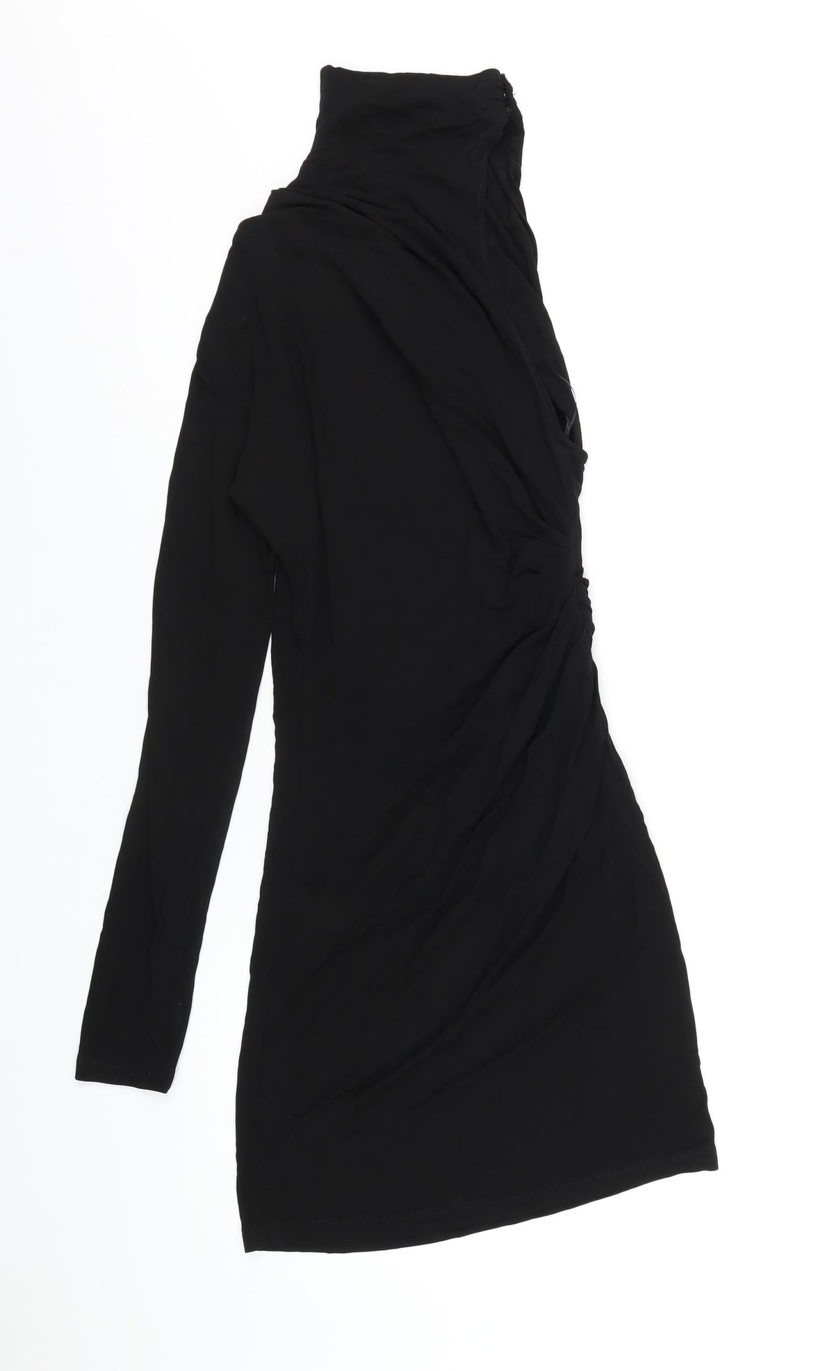 Zara Womens Black Viscose Bodycon Size M Mock Neck Pullover