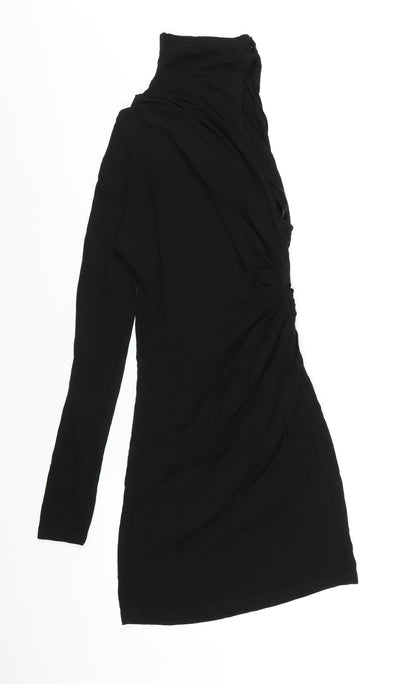 Zara Womens Black Viscose Bodycon Size M Mock Neck Pullover