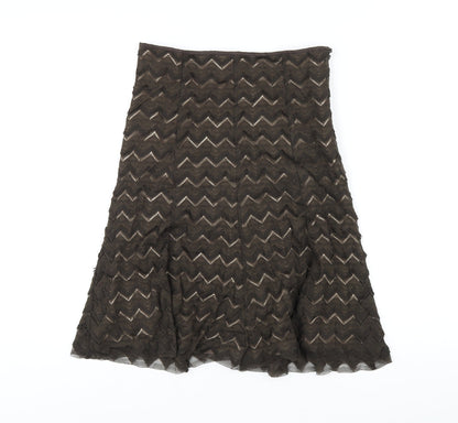 Marks and Spencer Womens Brown Polyamide A-Line Skirt Size 8 Zip