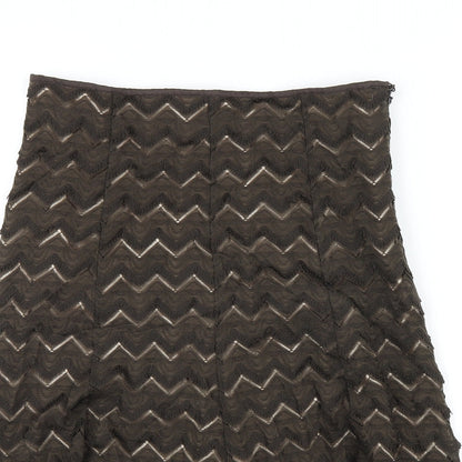 Marks and Spencer Womens Brown Polyamide A-Line Skirt Size 8 Zip