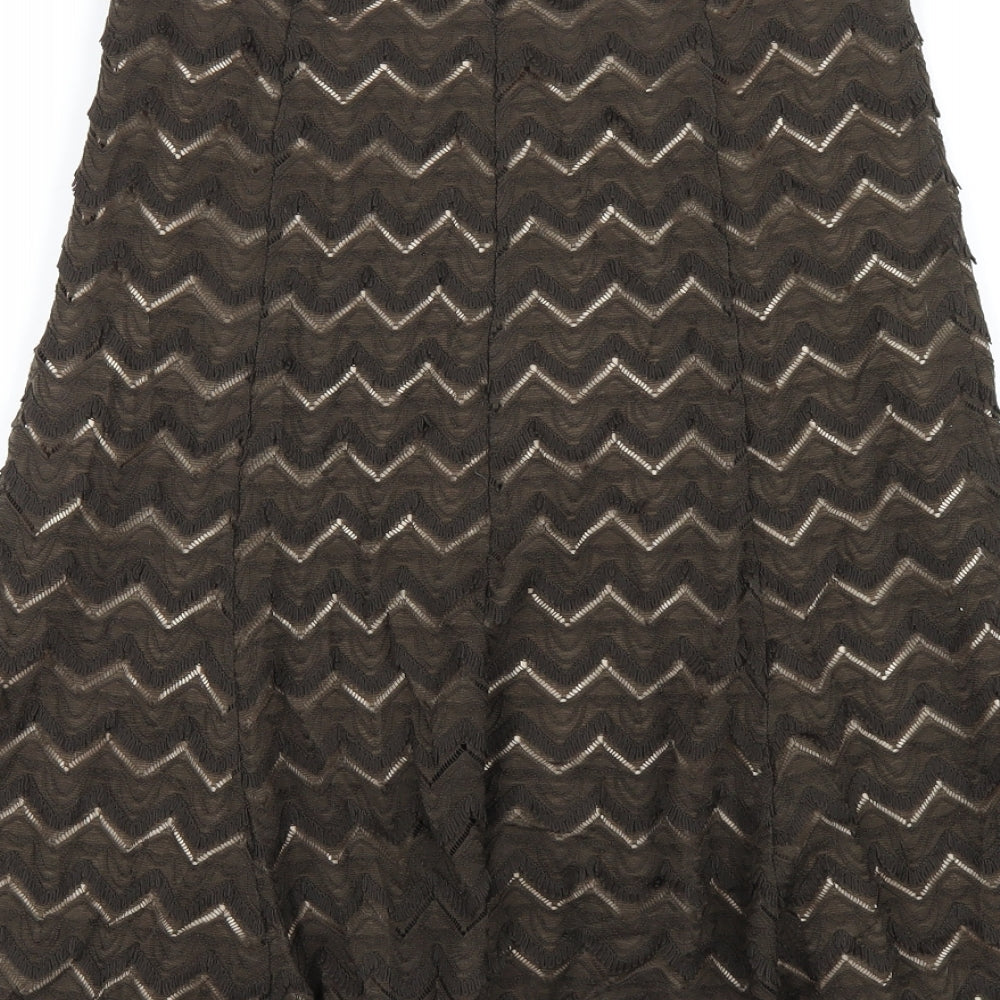Marks and Spencer Womens Brown Polyamide A-Line Skirt Size 8 Zip