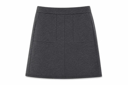 Front view of Wallis women’s grey polyester a-line skirt, size UK 10, zip