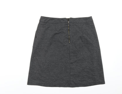 Wallis Womens Grey Polyester A-Line Skirt Size 10 Zip
