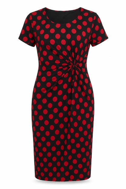 Precis Womens Black Polka Dot Polyester Pencil Dress Size 10 Round Neck Pullover