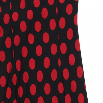 Precis Womens Black Polka Dot Polyester Pencil Dress Size 10 Round Neck Pullover
