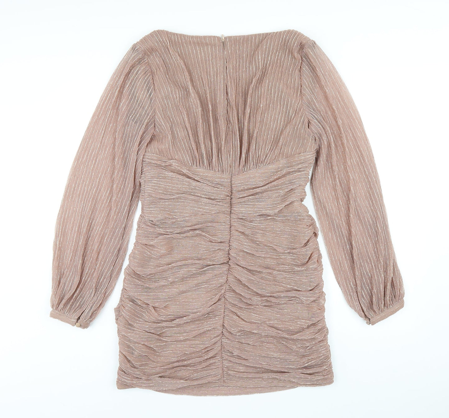 Chi Chi Womens Pink Polyester Bodycon Size 14 V-Neck Zip