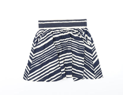 H&M Womens Blue Striped Cotton A-Line Skirt Size S