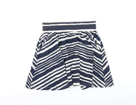 H&M Womens Blue Striped Cotton A-Line Skirt Size S