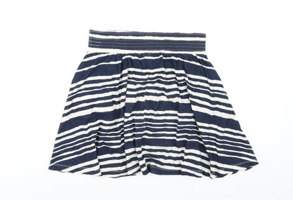 H&M Womens Blue Striped Cotton A-Line Skirt Size S