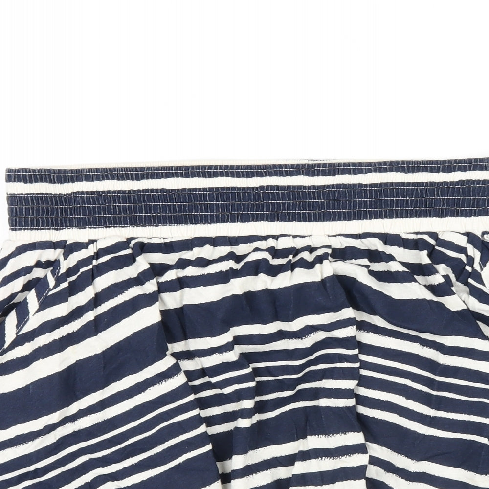 H&M Womens Blue Striped Cotton A-Line Skirt Size S