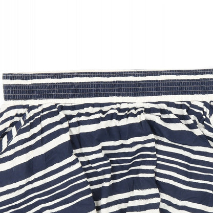 H&M Womens Blue Striped Cotton A-Line Skirt Size S