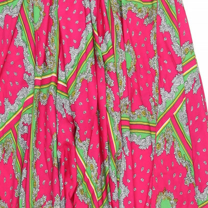 Boohoo Womens Pink Geometric Polyester Trapeze & Swing Size 8 Round Neck Button