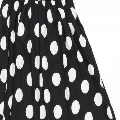 Boohoo Womens Black Polka Dot Polyester A-Line Size 8 Square Neck Pullover