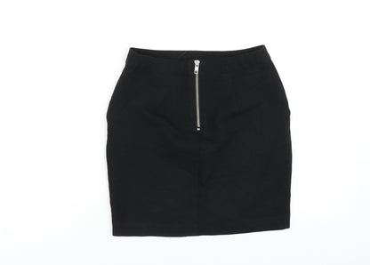 New Look Girls Black Polyester A-Line Skirt Size 12 Years Regular Zip
