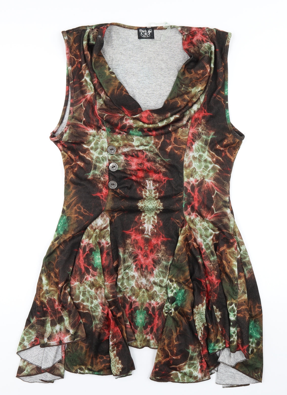 Frock Me Womens Multicoloured Geometric Polyester A-Line Size 16 Cowl Neck Pullover