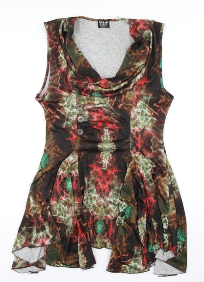 Frock Me Womens Multicoloured Geometric Polyester A-Line Size 16 Cowl Neck Pullover