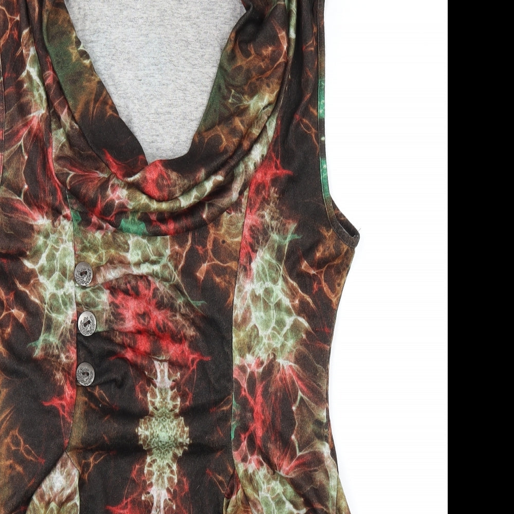 Frock Me Womens Multicoloured Geometric Polyester A-Line Size 16 Cowl Neck Pullover
