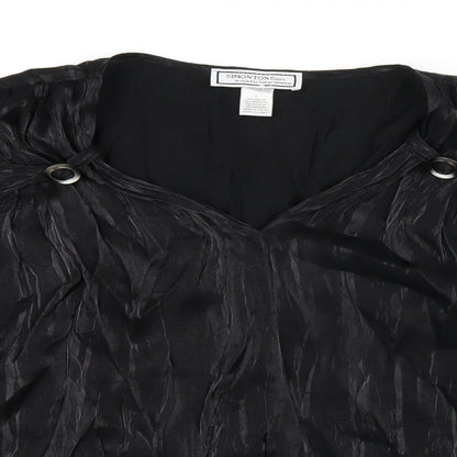 Simonton Says Womens Black Viscose Basic T-Shirt Size L V-Neck