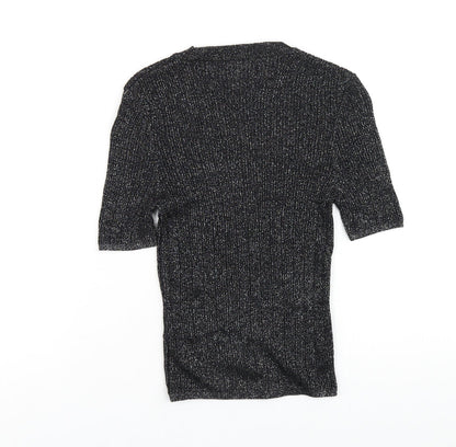 Womens UK Size S Cooperative Black Basic T-Shirt
