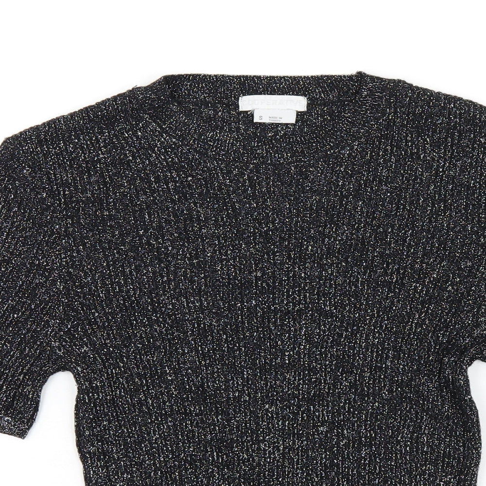 Womens UK Size S Cooperative Black Basic T-Shirt